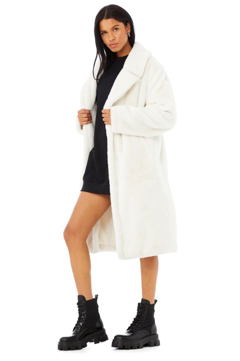 Ivory Faux Fur Trench