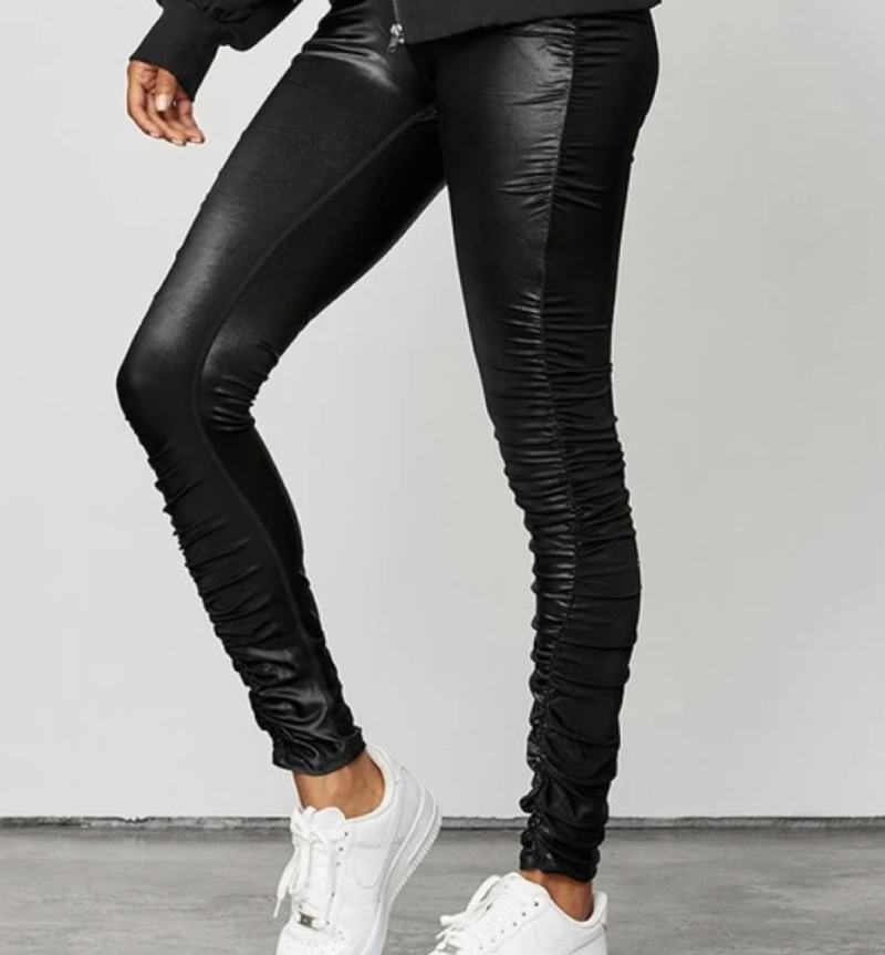 Black Shine High-Waist Cinched Legging