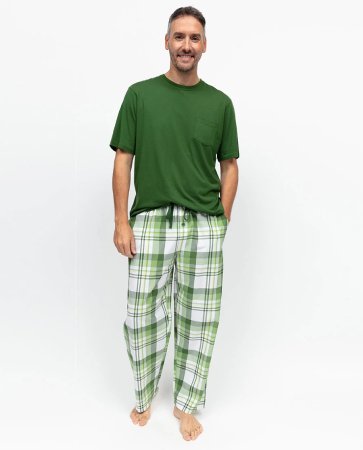 Cyberjammies Charlie Mens Jersey T-shirt and Check Pyjama Set