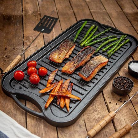 Nuovva Double Sided Cast Iron Griddle Plate
