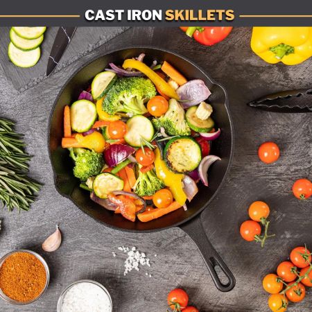 Nuovva Pre-Seasoned Cast Iron Skillet