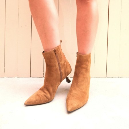 KAMI The Party Favor Heeled Bootie Tan Suede